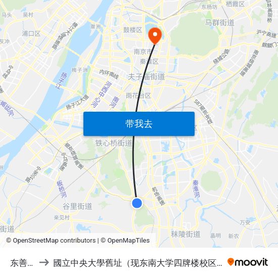 东善桥 to 國立中央大學舊址（现东南大学四牌楼校区） map