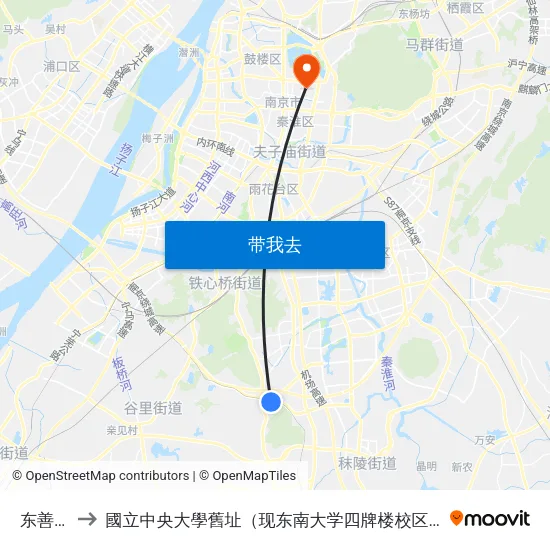 东善桥 to 國立中央大學舊址（现东南大学四牌楼校区） map
