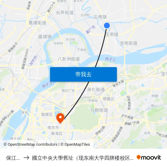 保江村 to 國立中央大學舊址（现东南大学四牌楼校区） map