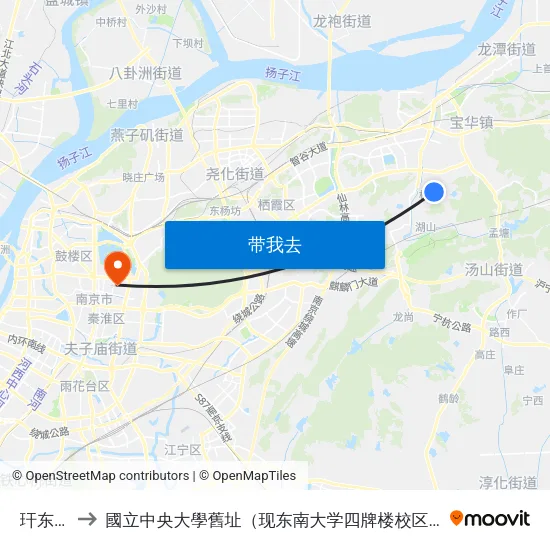 玕东村 to 國立中央大學舊址（现东南大学四牌楼校区） map