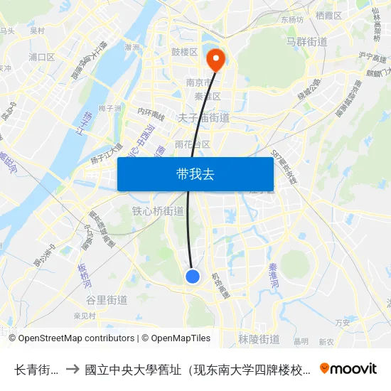 长青街西 to 國立中央大學舊址（现东南大学四牌楼校区） map