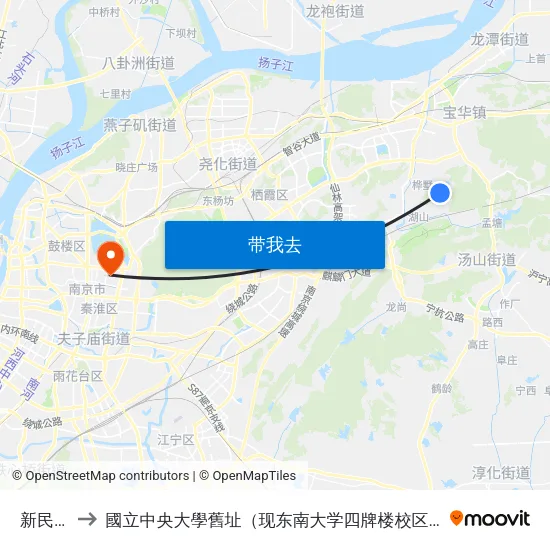 新民队 to 國立中央大學舊址（现东南大学四牌楼校区） map