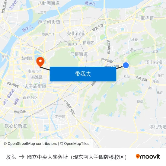 坟头 to 國立中央大學舊址（现东南大学四牌楼校区） map