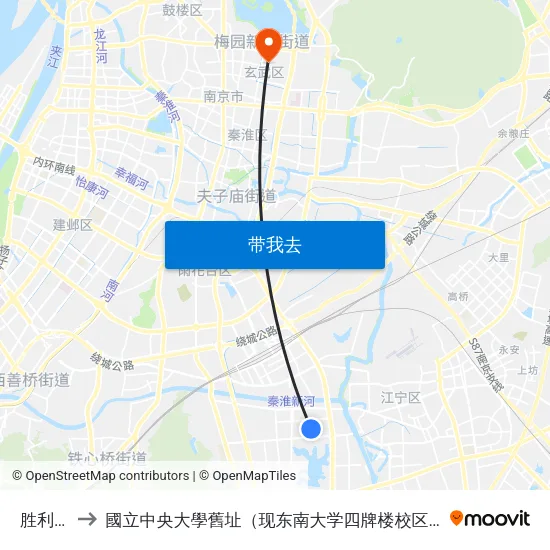 胜利路 to 國立中央大學舊址（现东南大学四牌楼校区） map