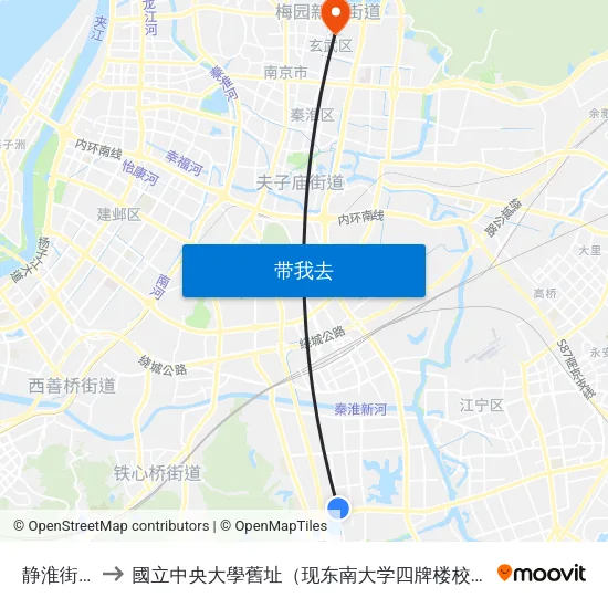 静淮街南 to 國立中央大學舊址（现东南大学四牌楼校区） map