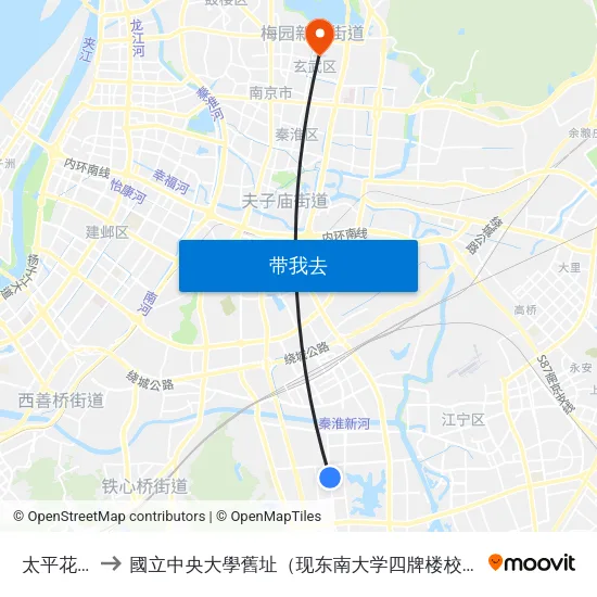 太平花苑 to 國立中央大學舊址（现东南大学四牌楼校区） map