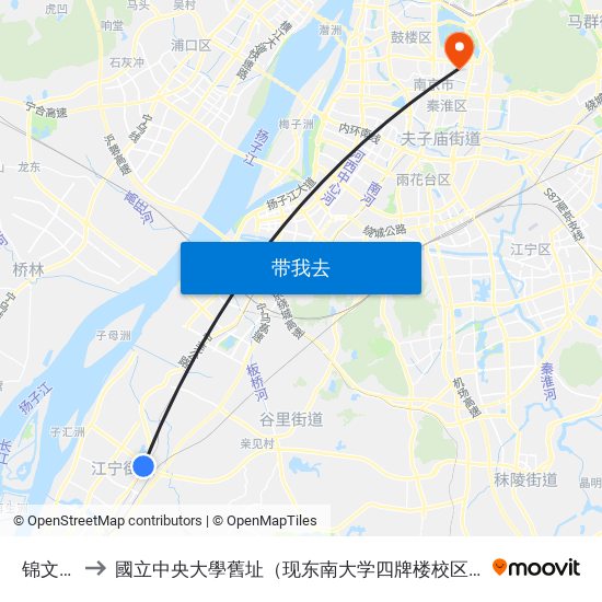 锦文路 to 國立中央大學舊址（现东南大学四牌楼校区） map