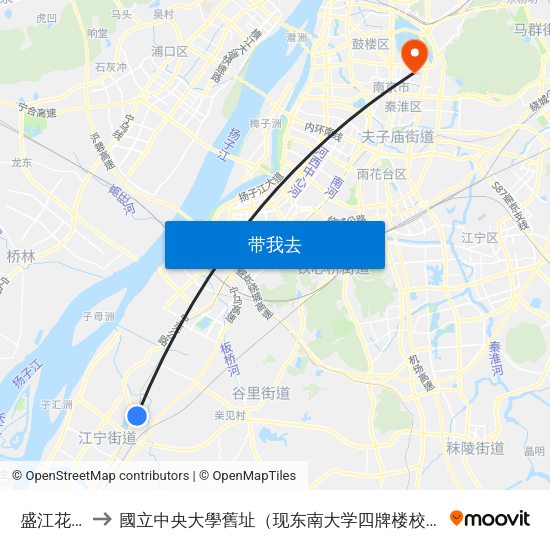 盛江花苑 to 國立中央大學舊址（现东南大学四牌楼校区） map