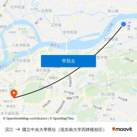 滨江 to 國立中央大學舊址（现东南大学四牌楼校区） map