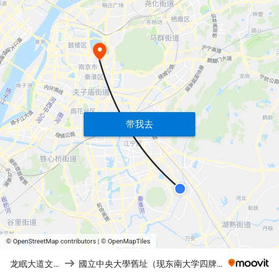 龙眠大道文博苑 to 國立中央大學舊址（现东南大学四牌楼校区） map