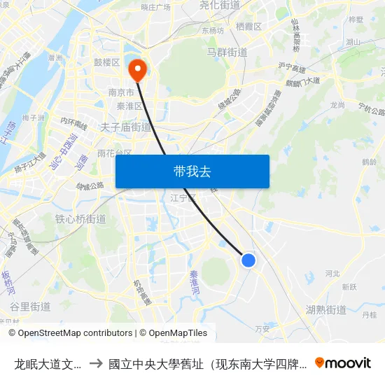龙眠大道文博苑 to 國立中央大學舊址（现东南大学四牌楼校区） map