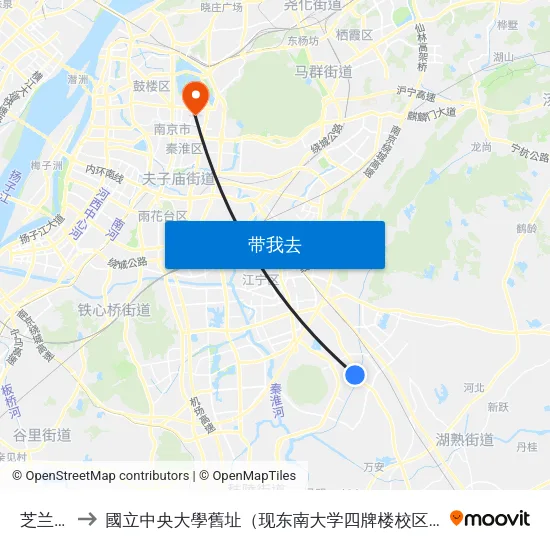 芝兰路 to 國立中央大學舊址（现东南大学四牌楼校区） map