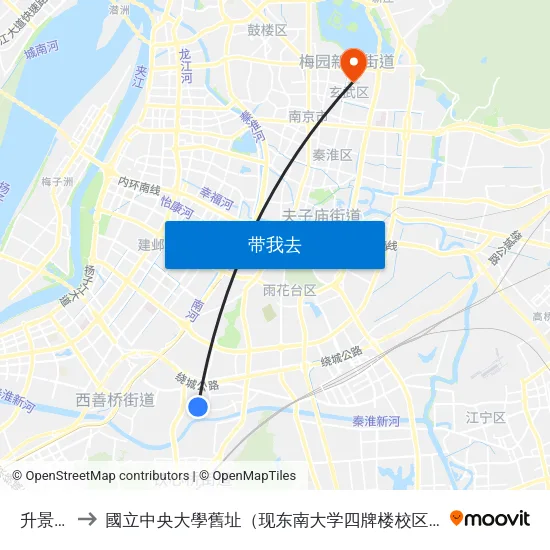 升景坊 to 國立中央大學舊址（现东南大学四牌楼校区） map