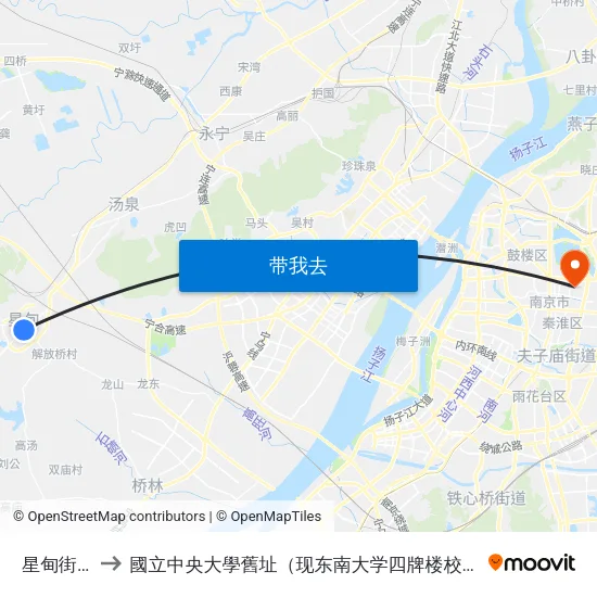 星甸街西 to 國立中央大學舊址（现东南大学四牌楼校区） map