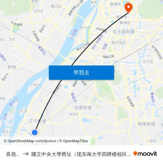 喜燕路 to 國立中央大學舊址（现东南大学四牌楼校区） map