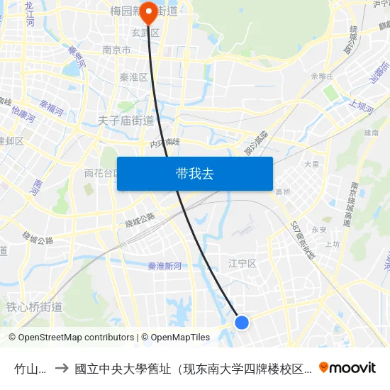 竹山路 to 國立中央大學舊址（现东南大学四牌楼校区） map