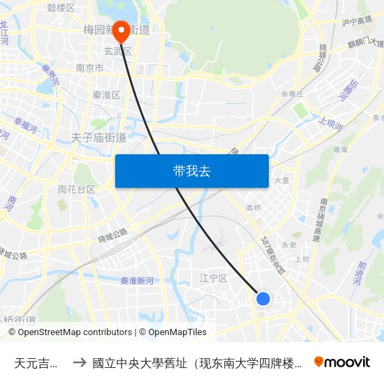 天元吉第城 to 國立中央大學舊址（现东南大学四牌楼校区） map