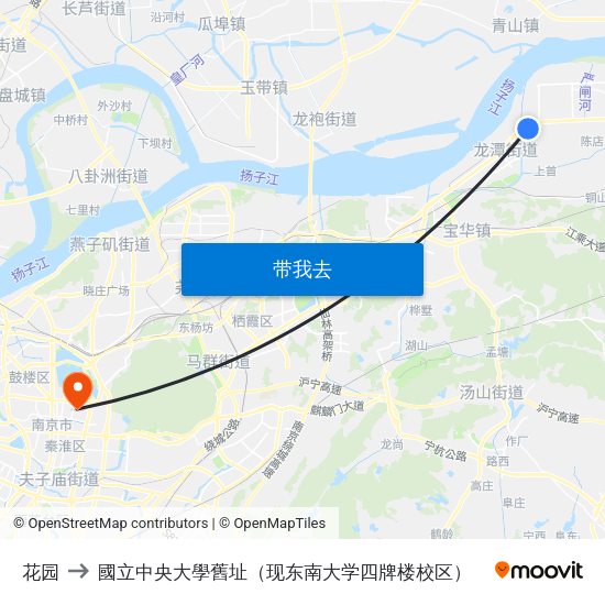 花园 to 國立中央大學舊址（现东南大学四牌楼校区） map