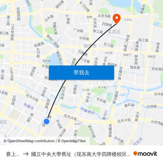 赛上路 to 國立中央大學舊址（现东南大学四牌楼校区） map