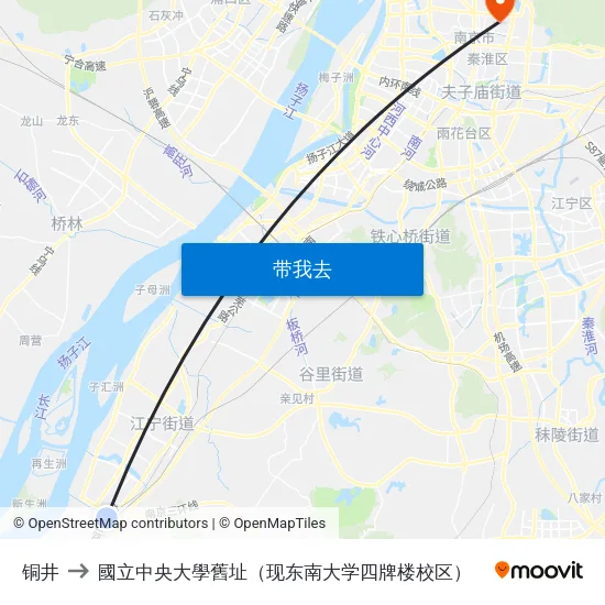 铜井 to 國立中央大學舊址（现东南大学四牌楼校区） map