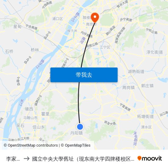 李家庄 to 國立中央大學舊址（现东南大学四牌楼校区） map