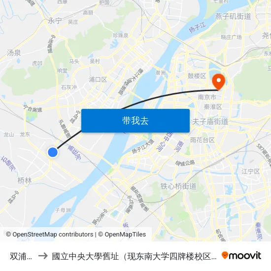 双浦路 to 國立中央大學舊址（现东南大学四牌楼校区） map