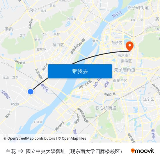 兰花 to 國立中央大學舊址（现东南大学四牌楼校区） map