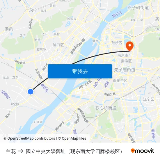 兰花 to 國立中央大學舊址（现东南大学四牌楼校区） map
