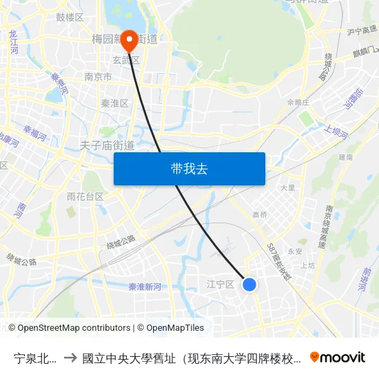 宁泉北苑 to 國立中央大學舊址（现东南大学四牌楼校区） map