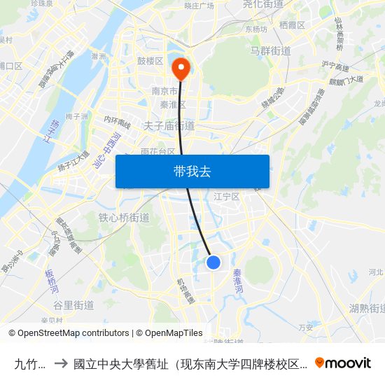 九竹路 to 國立中央大學舊址（现东南大学四牌楼校区） map