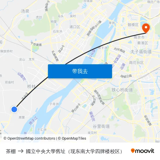 茶棚 to 國立中央大學舊址（现东南大学四牌楼校区） map