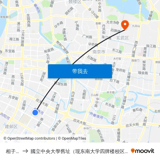 相子桥 to 國立中央大學舊址（现东南大学四牌楼校区） map