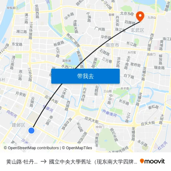 黄山路·牡丹江街 to 國立中央大學舊址（现东南大学四牌楼校区） map