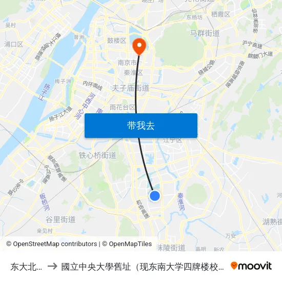 东大北门 to 國立中央大學舊址（现东南大学四牌楼校区） map