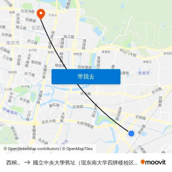 西桐桥 to 國立中央大學舊址（现东南大学四牌楼校区） map