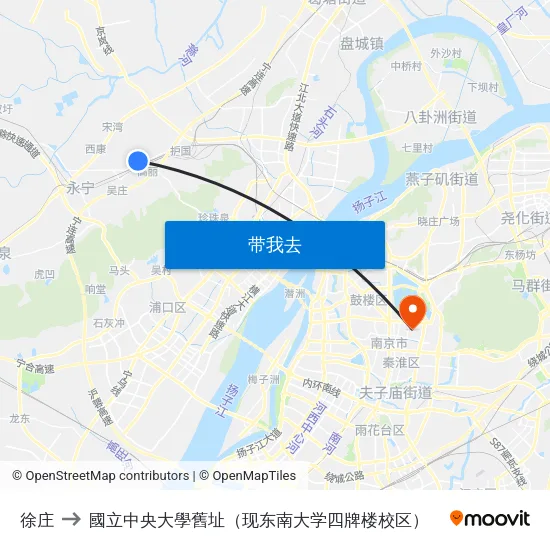 徐庄 to 國立中央大學舊址（现东南大学四牌楼校区） map