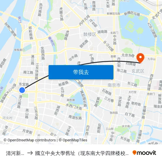 清河新寓 to 國立中央大學舊址（现东南大学四牌楼校区） map
