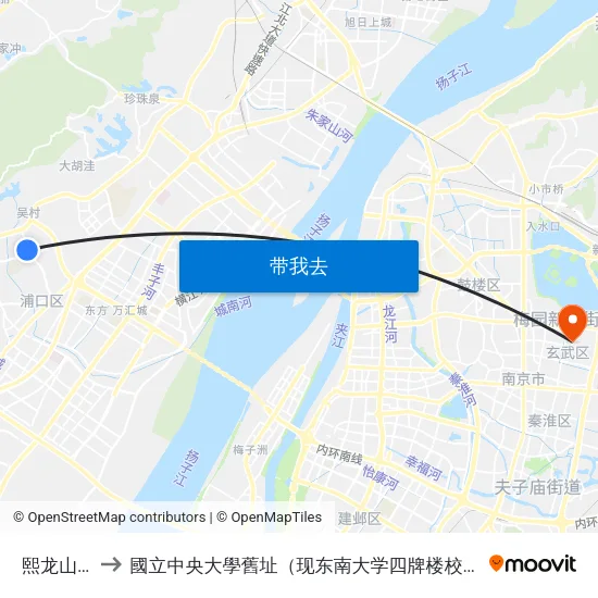 熙龙山院 to 國立中央大學舊址（现东南大学四牌楼校区） map
