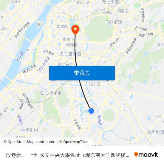 殷巷新寓南 to 國立中央大學舊址（现东南大学四牌楼校区） map