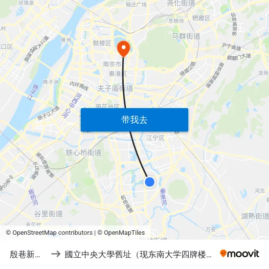 殷巷新寓南 to 國立中央大學舊址（现东南大学四牌楼校区） map