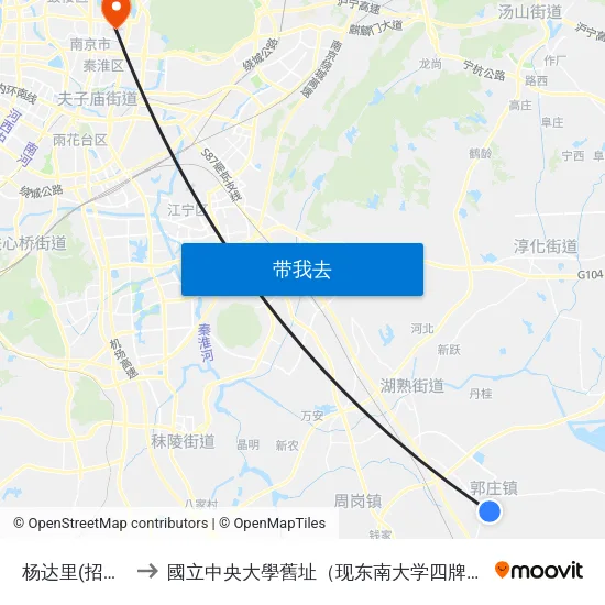 杨达里(招呼站) to 國立中央大學舊址（现东南大学四牌楼校区） map
