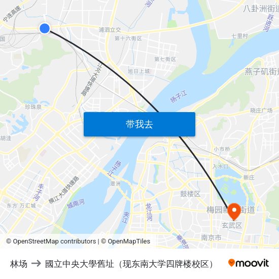 林场 to 國立中央大學舊址（现东南大学四牌楼校区） map