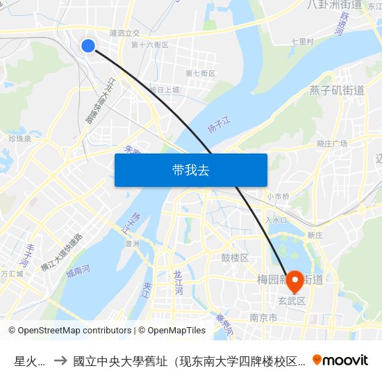 星火路 to 國立中央大學舊址（现东南大学四牌楼校区） map