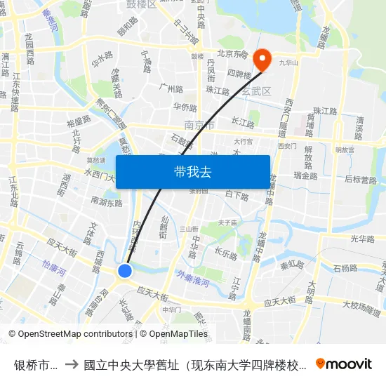 银桥市场 to 國立中央大學舊址（现东南大学四牌楼校区） map