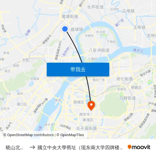 晓山北村北 to 國立中央大學舊址（现东南大学四牌楼校区） map