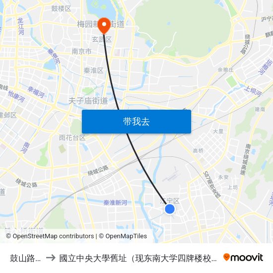 鼓山路西 to 國立中央大學舊址（现东南大学四牌楼校区） map