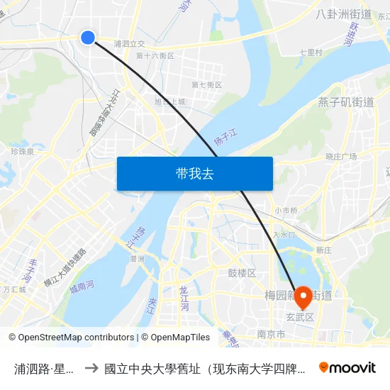 浦泗路·星火路 to 國立中央大學舊址（现东南大学四牌楼校区） map