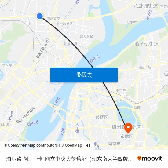 浦泗路·创业路 to 國立中央大學舊址（现东南大学四牌楼校区） map