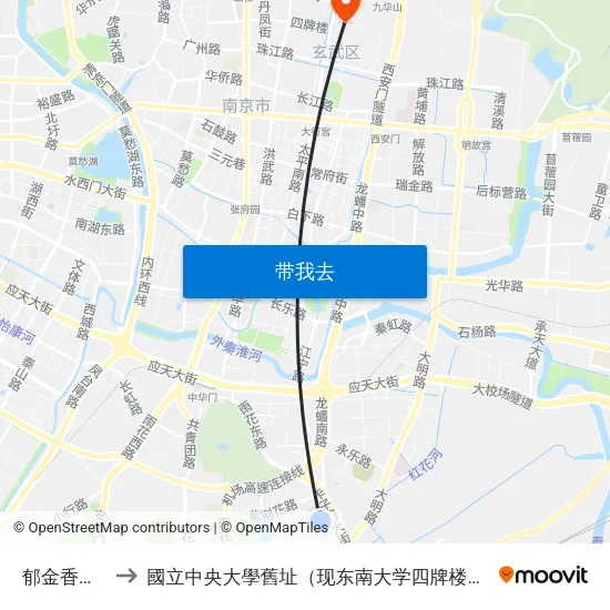 郁金香路东 to 國立中央大學舊址（现东南大学四牌楼校区） map