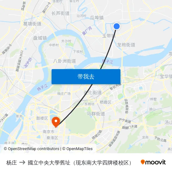 杨庄 to 國立中央大學舊址（现东南大学四牌楼校区） map